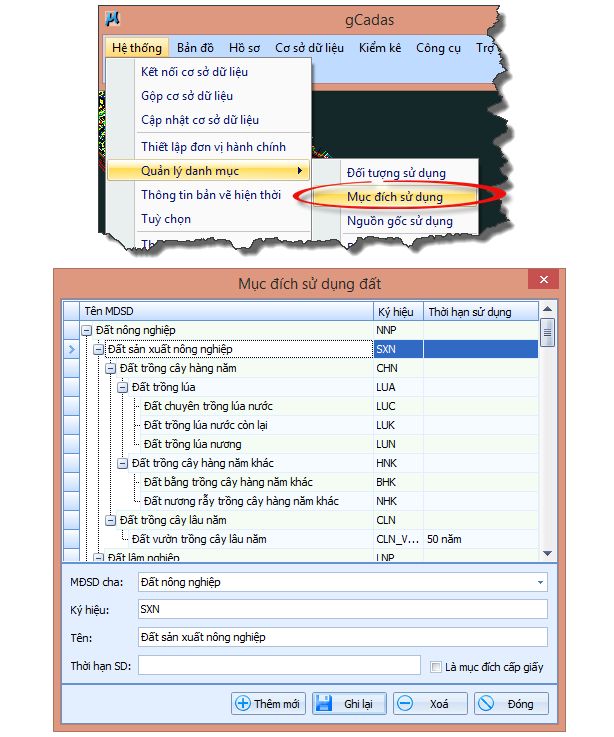 HỆ THỐNG_Quản Lý Danh Mục trong Ứng Dụng gCadas