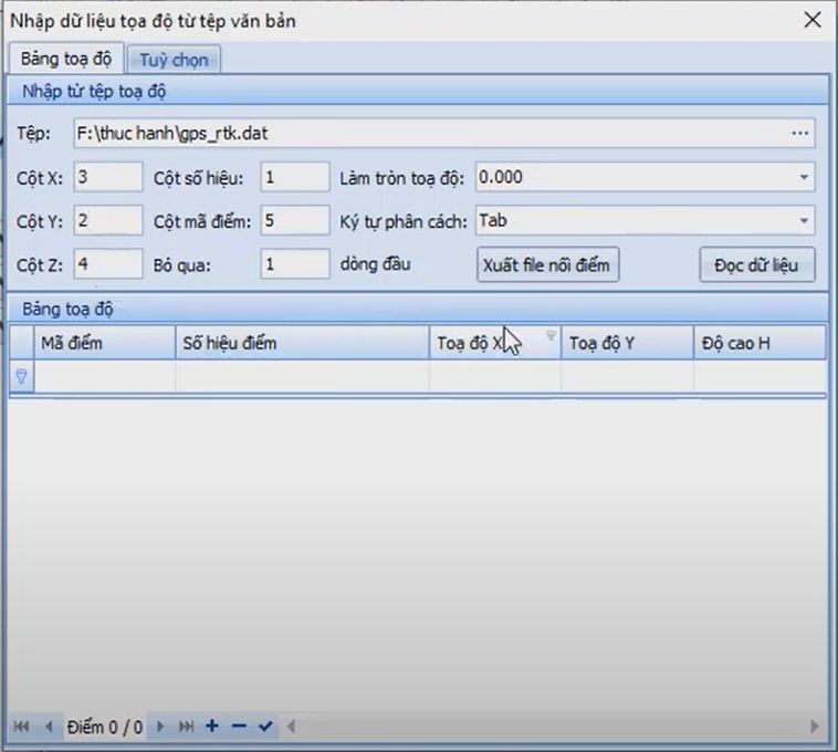 BẢN ĐỒ_Nhập Số liệu đo đạc_Nhập số liệu đo đạc từ tệp văn bản trong gCadas 3 BẢN ĐỒ_Nhập Số liệu đo đạc_Nhập số liệu đo đạc từ tệp văn bản trong gCadas