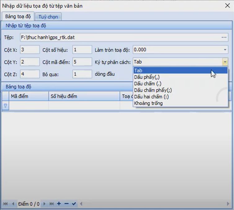 BẢN ĐỒ_Nhập Số liệu đo đạc_Nhập số liệu đo đạc từ tệp văn bản trong gCadas 4 BẢN ĐỒ_Nhập Số liệu đo đạc_Nhập số liệu đo đạc từ tệp văn bản trong gCadas