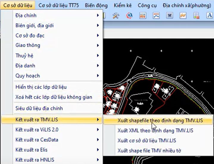 CƠ SỞ DỮ LIỆU_Xuất ra TMV.LIS_Xuất Shapfile theo dạng TMV.LIS trong gCadas 4 CƠ SỞ DỮ LIỆU_Xuất ra TMV.LIS_Xuất Shapfile theo dạng TMV.LIS trong gCadas