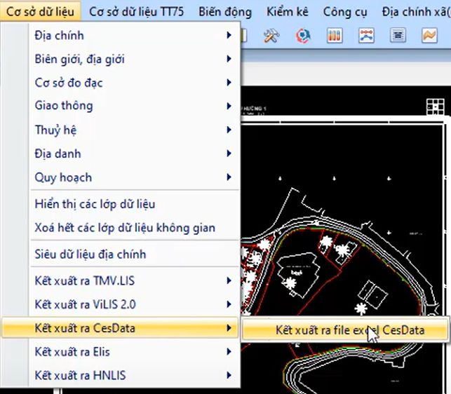 CƠ SỞ DỮ LIỆU_Xuất ra CesData_Kết xuất ra file Excel CesData trong gCadas