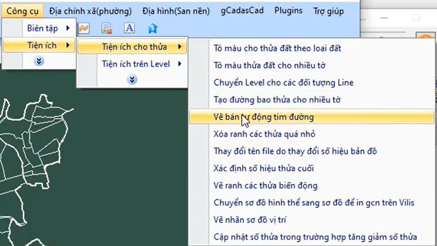 39. CÔNG CỤ_TIỆN ÍCH CHO THỬA ĐẤT_Vẽ bán tự động tim đường trong gCadas 2 39. CÔNG CỤ_TIỆN ÍCH CHO THỬA ĐẤT_Vẽ bán tự động tim đường trong gCadas