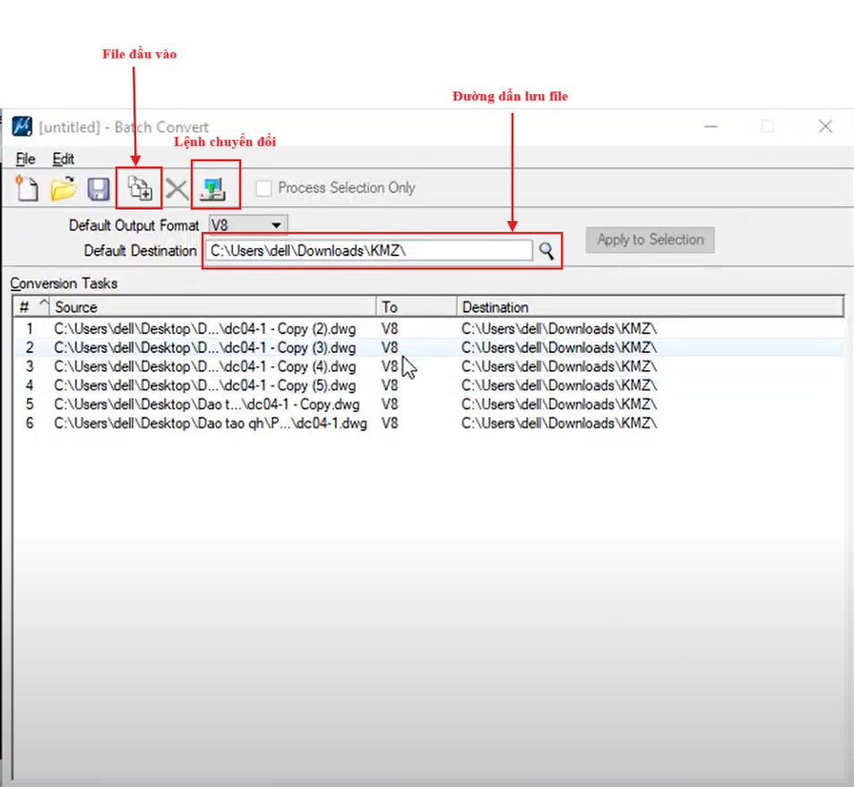 Chuyển CAD Thủ Công và Tự Động Đồng Loạt sang MicroStaion V8i