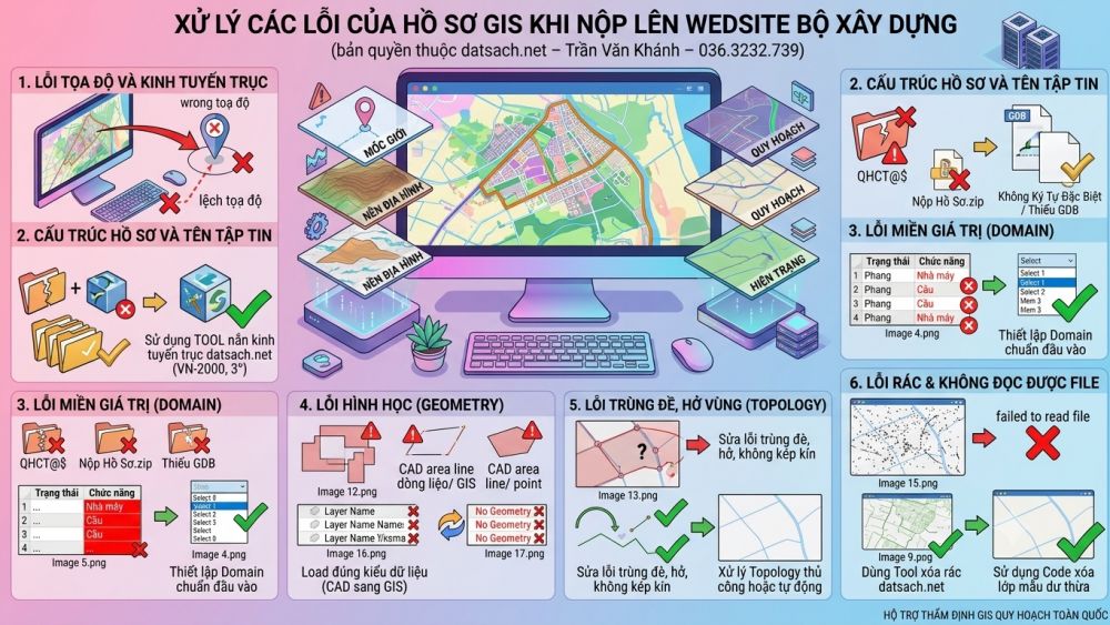 KHẮC PHỤC - XỬ LÝ CÁC LỖI CỦA HỒ SƠ GIS KHI NỘP LÊN WEDSITE BỘ XÂY DỰNG